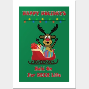 Happy Holidays - Hold on For DEER Life Posters and Art